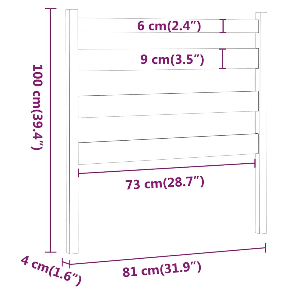 Hoofdbord 8X4X00 Cm Massief Grenenhout 81 x 100 cm Honingbruin