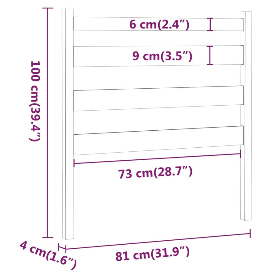 Hoofdbord 8X4X00 Cm Massief Grenenhout 81 x 100 cm Honingbruin