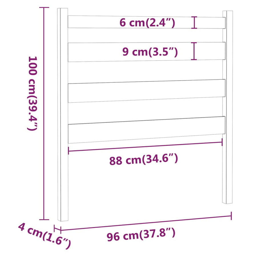 Hoofdbord 96X4X00 Cm Massief Grenenhout 96 x 100 cm Honingbruin