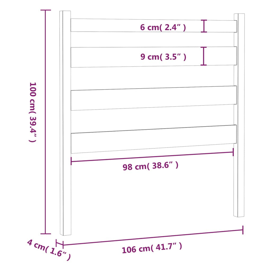 Hoofdbord 06X4X00 Cm Massief Grenenhout 106 x 100 cm Honingbruin