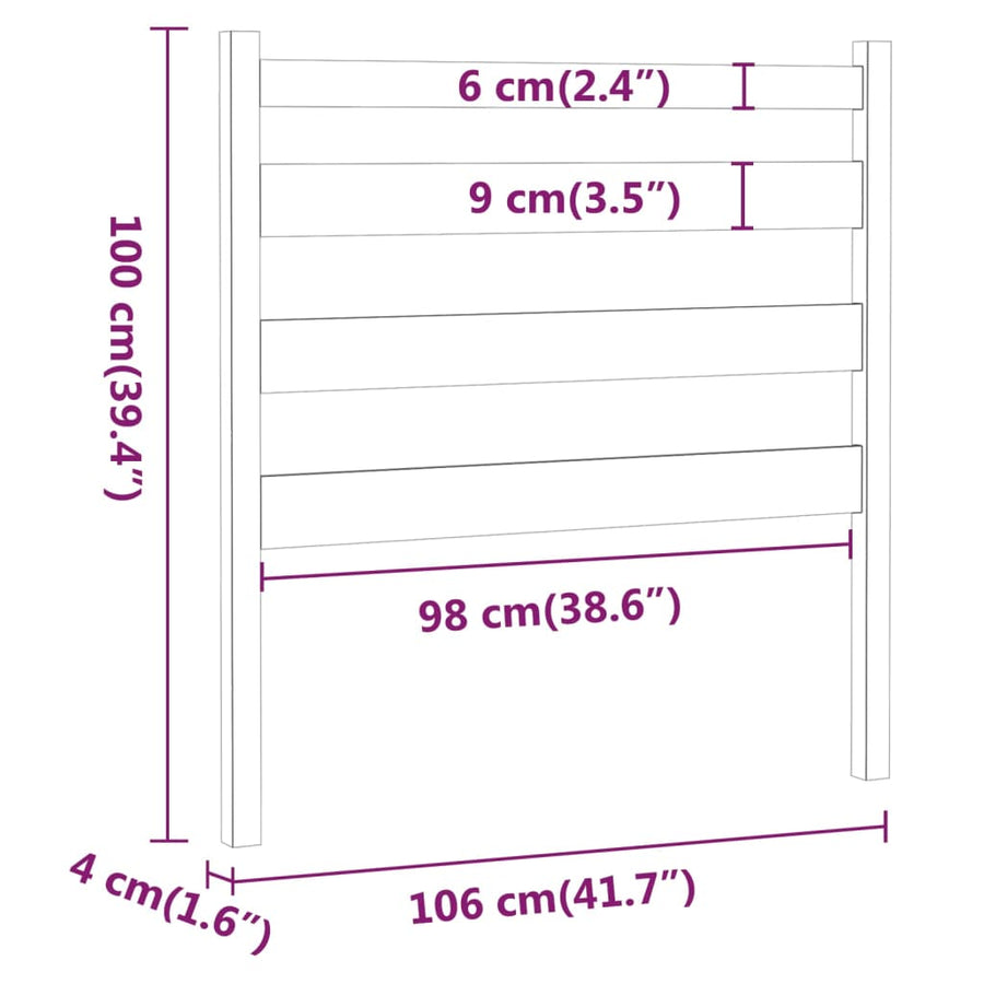 Hoofdbord 06X4X00 Cm Massief Grenenhout 106 x 100 cm Zwart