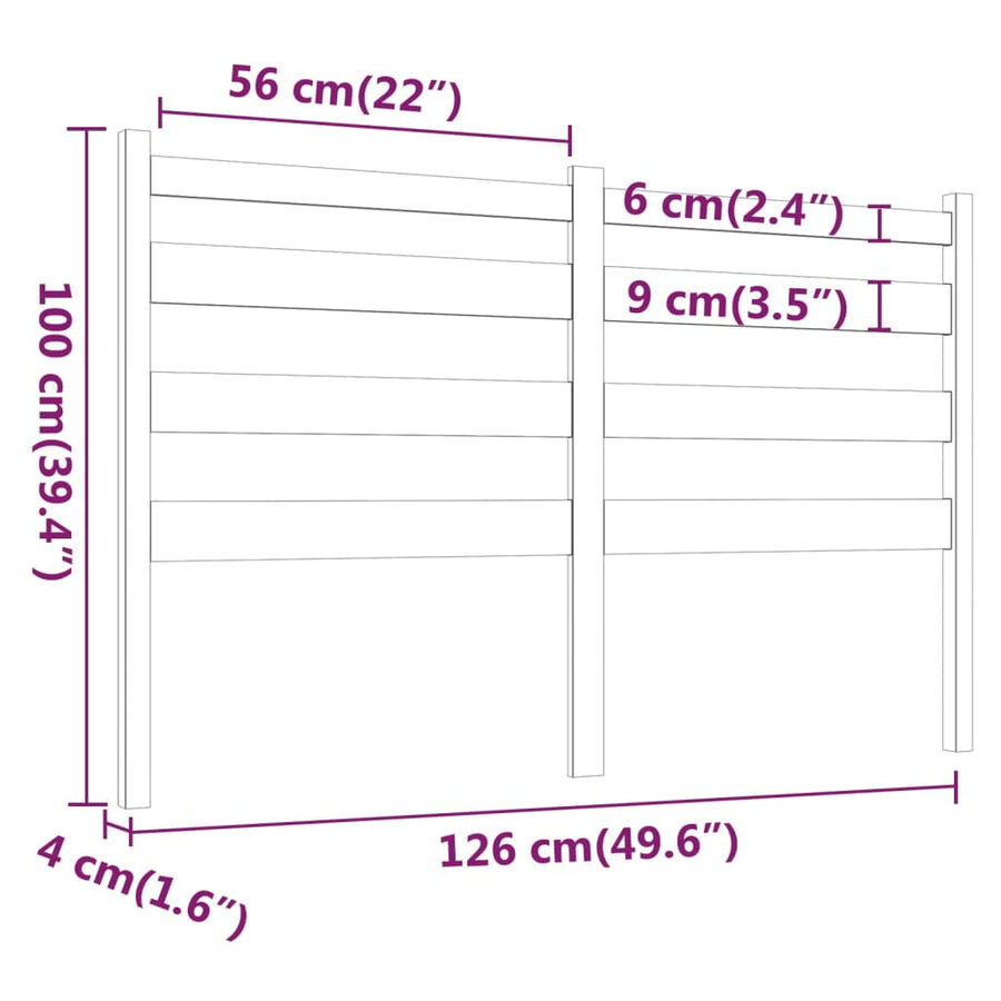 Hoofdbord 26X4X00 Cm Massief Grenenhout 126 x 100 cm Honingbruin