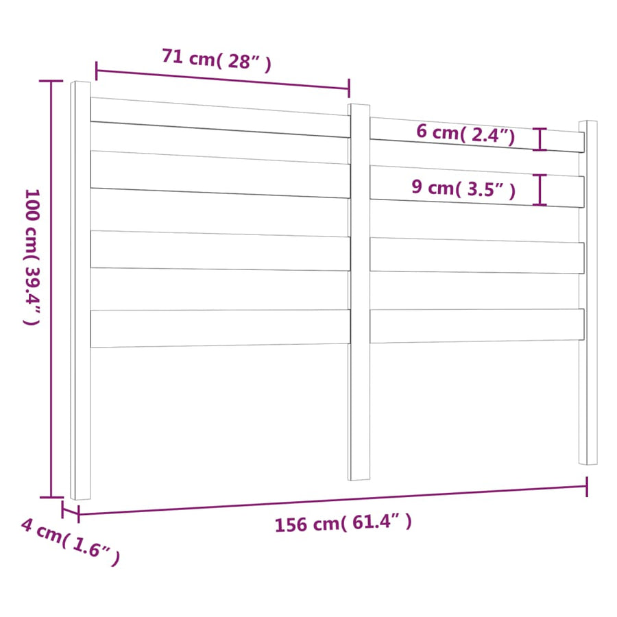 Hoofdbord 56X4X00 Cm Massief Grenenhout 156 x 100 cm Grijs