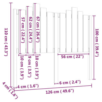 Hoofdbord 26X4X0 Cm Massief Grenenhout 126 x 110 cm Grijs