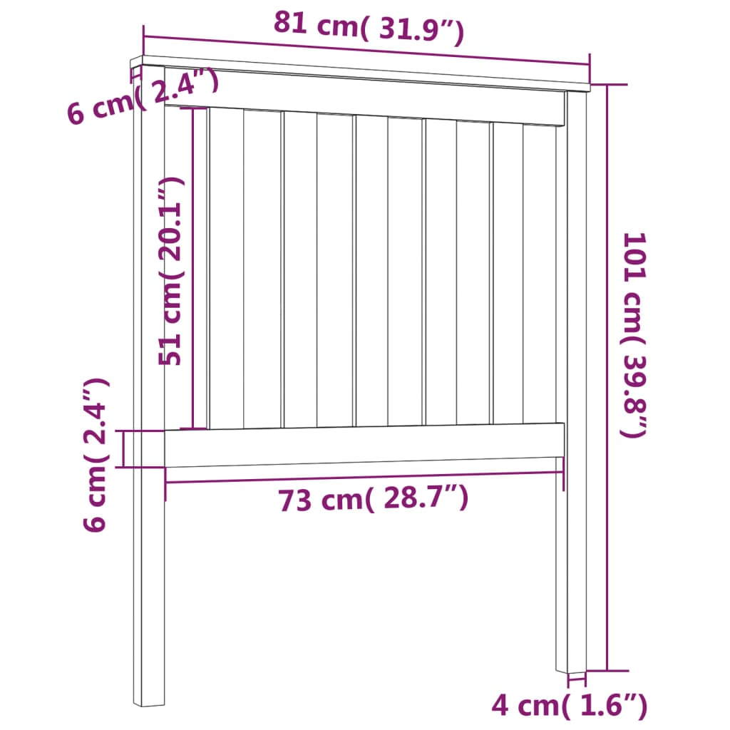 Hoofdbord 8X6X0 Cm Massief Grenenhout 81 x 101 cm Naturel