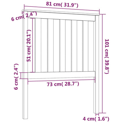 Hoofdbord 8X6X0 Cm Massief Grenenhout 81 x 101 cm Grijs