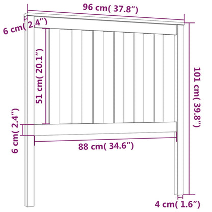 Hoofdbord 96X6X0 Cm Massief Grenenhout 96 x 101 cm Zwart