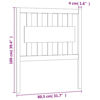 Hoofdbord 80,5X4X100 Cm Massief Grenenhout Grijs