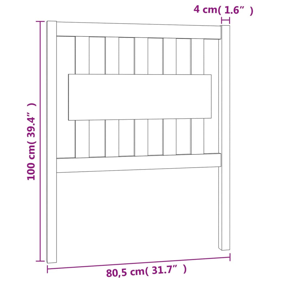 Hoofdbord 80,5X4X100 Cm Massief Grenenhout Grijs