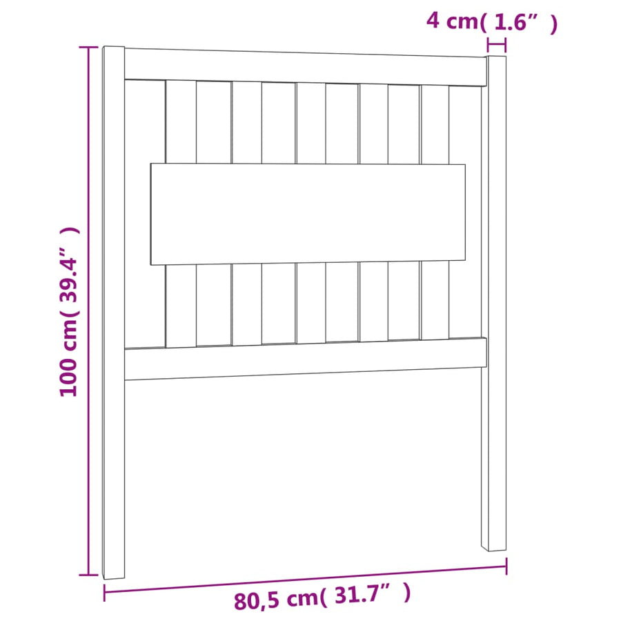 Hoofdbord 80,5X4X100 Cm Massief Grenenhout Zwart