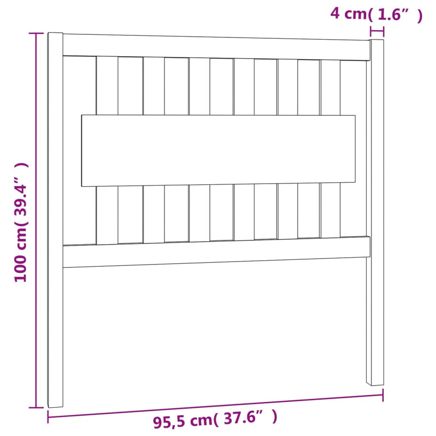 Hoofdbord 95,5X4X100 Cm Massief Grenenhout Wit