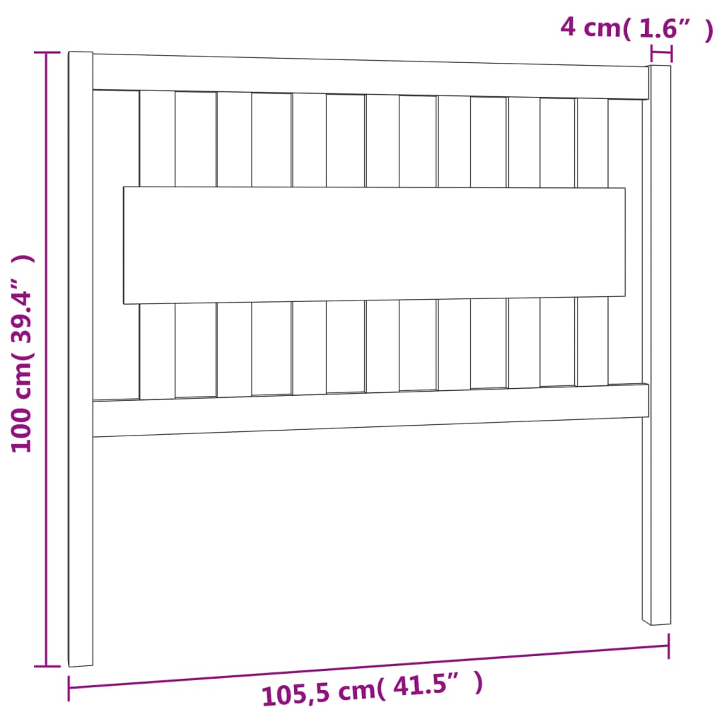 Hoofdbord 105,5X4X100 Cm Massief Grenenhout