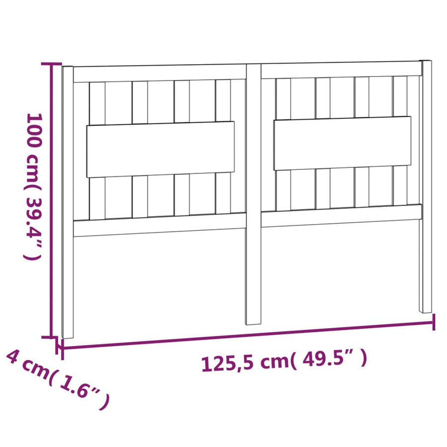 Hoofdbord 125,5X4X100 Cm Massief Grenenhout