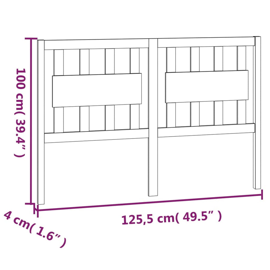 Hoofdbord 125,5X4X100 Cm Massief Grenenhout Honingbruin