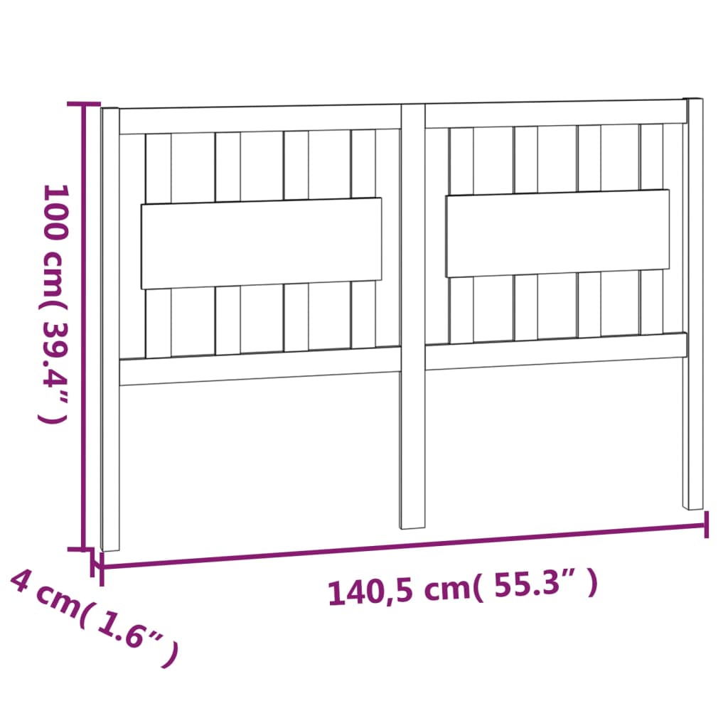 Hoofdbord 140,5X4X100 Cm Massief Grenenhout