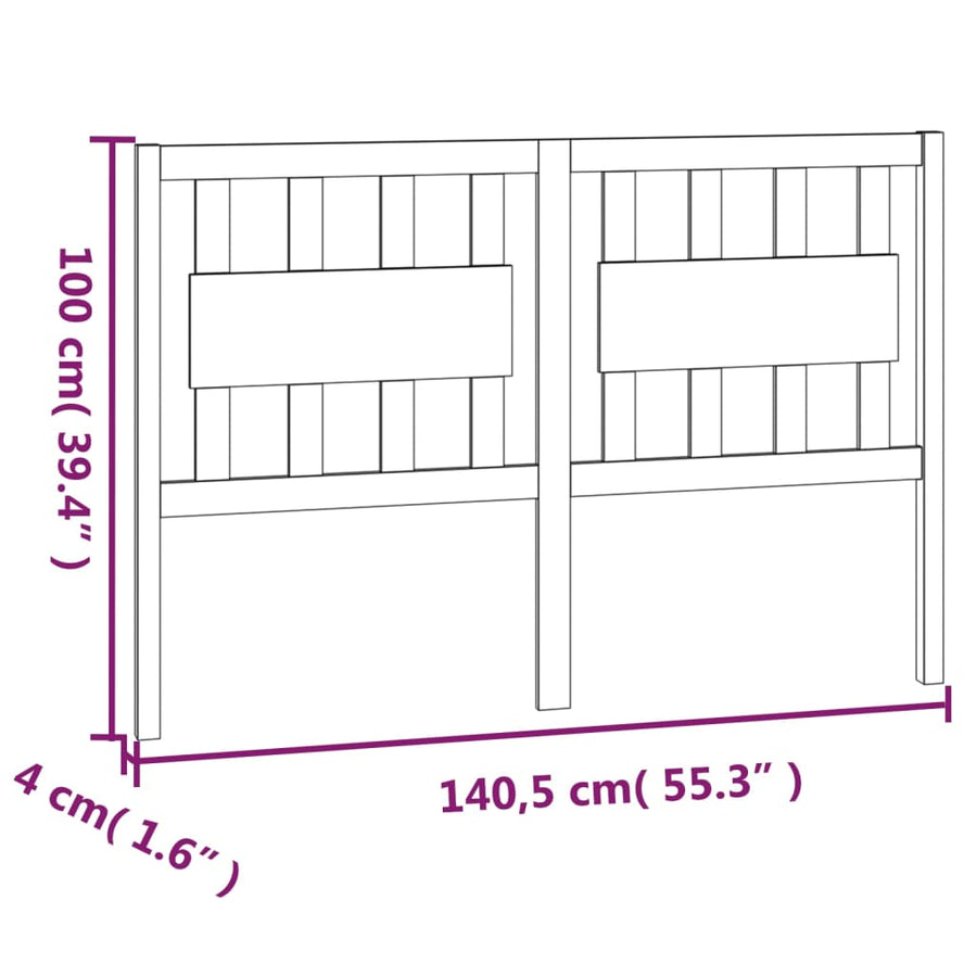 Hoofdbord 140,5X4X100 Cm Massief Grenenhout Wit