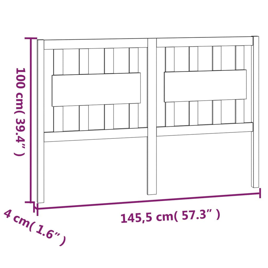 Hoofdbord 145,5X4X100 Cm Massief Grenenhout Zwart