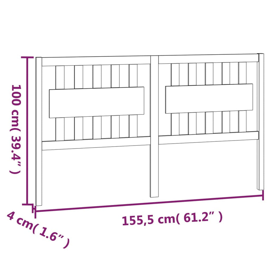 Hoofdbord 155,5X4X100 Cm Massief Grenenhout Grijs