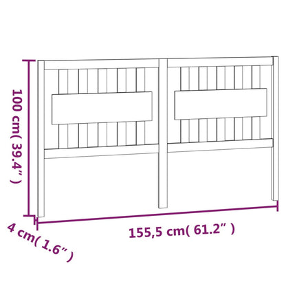 Hoofdbord 155,5X4X100 Cm Massief Grenenhout Zwart