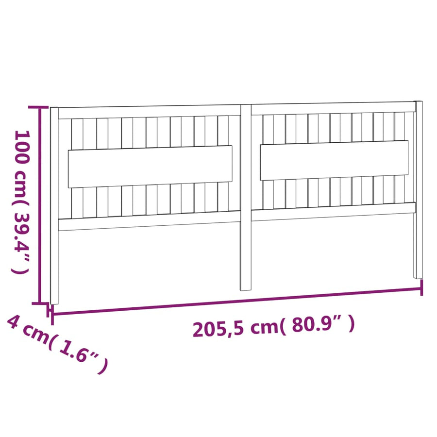 Hoofdbord 205,5X4X100 Cm Massief Grenenhout Wit