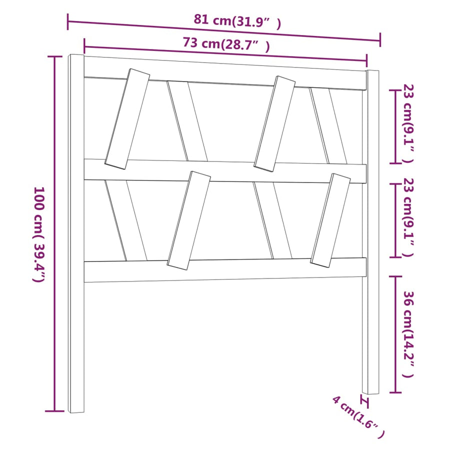 Hoofdbord 8X4X00 Cm Massief Grenenhout 81 x 100 cm Grijs