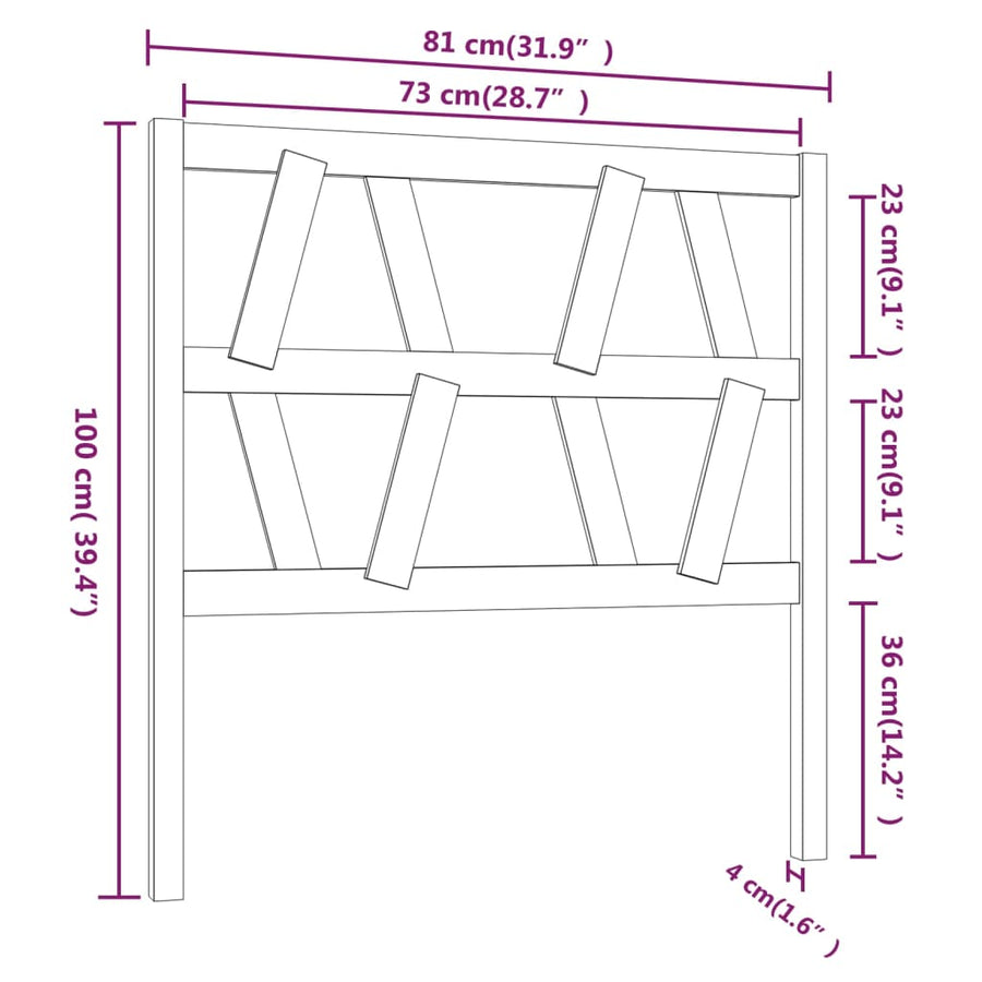Hoofdbord 8X4X00 Cm Massief Grenenhout 81 x 100 cm Zwart