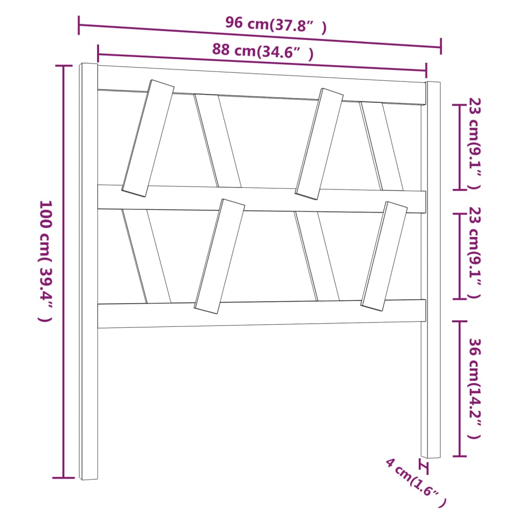 Hoofdbord 96X4X00 Cm Massief Grenenhout 96 x 100 cm Grijs