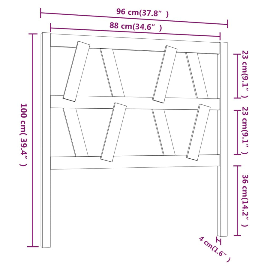 Hoofdbord 96X4X00 Cm Massief Grenenhout 96 x 100 cm Grijs