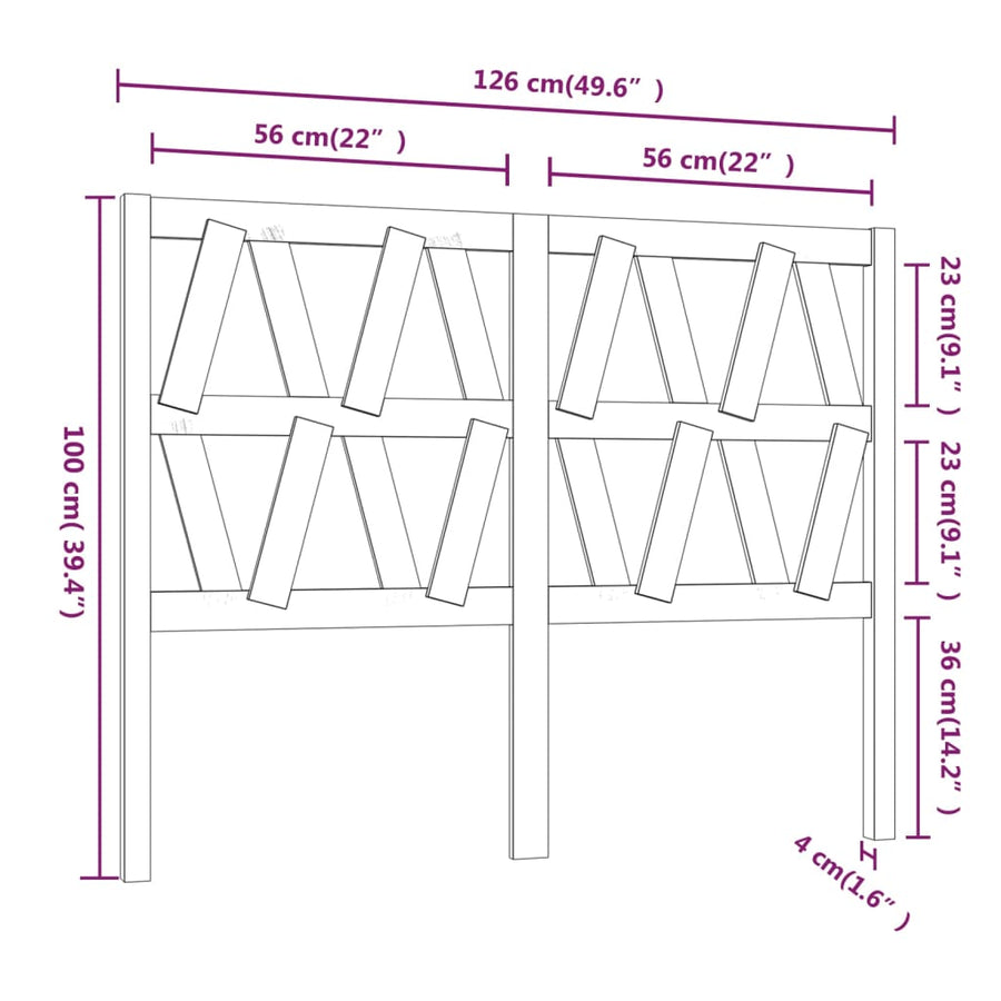 Hoofdbord 26X4X00 Cm Massief Grenenhout 126 x 100 cm Naturel