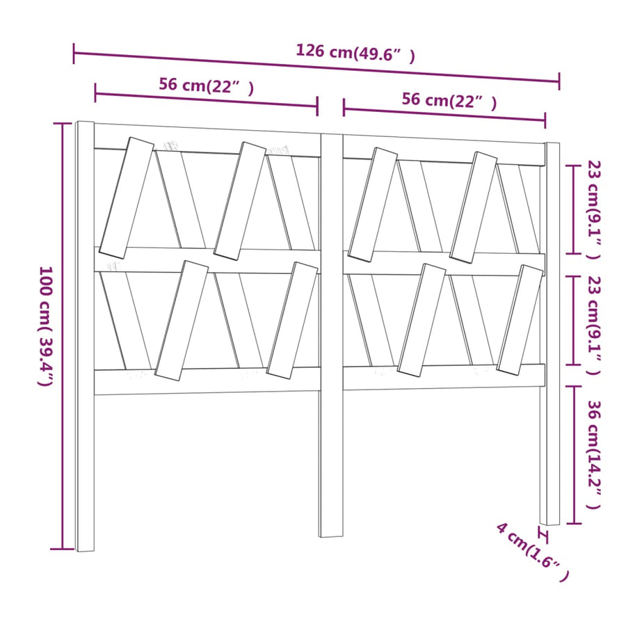 Hoofdbord 26X4X00 Cm Massief Grenenhout 126 x 100 cm Wit