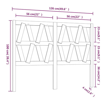 Hoofdbord 26X4X00 Cm Massief Grenenhout 126 x 100 cm Grijs