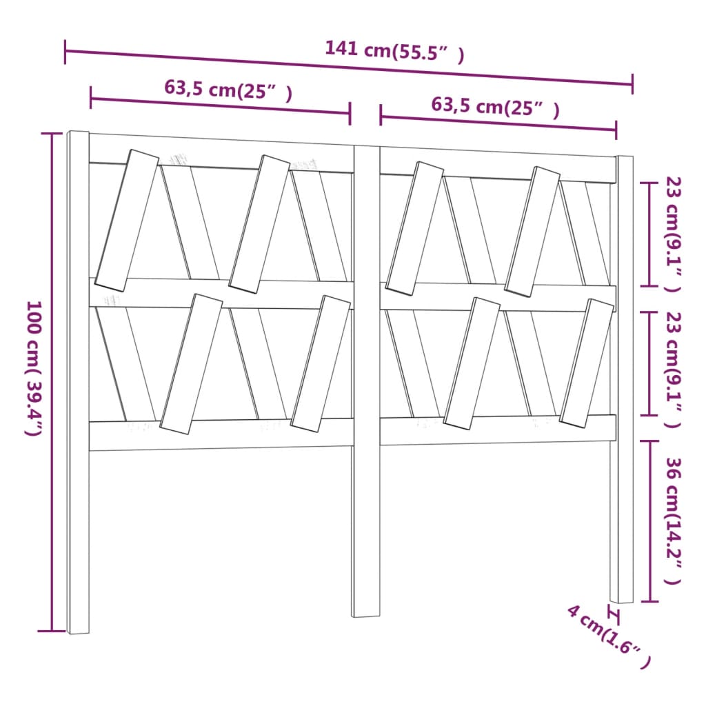 Hoofdbord 4X4X00 Cm Massief Grenenhout 141 x 100 cm Naturel