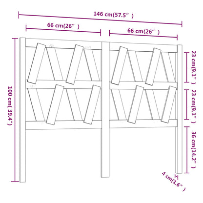 Hoofdbord 46X4X00 Cm Massief Grenenhout 146 x 100 cm Grijs