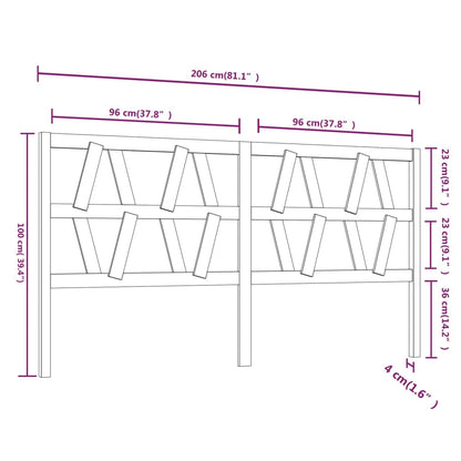 Hoofdbord 206X4X00 Cm Massief Grenenhout 206 x 100 cm Grijs