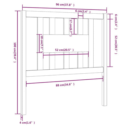 Hoofdbord 96X4X00 Cm Massief Grenenhout 96 x 100 cm Grijs