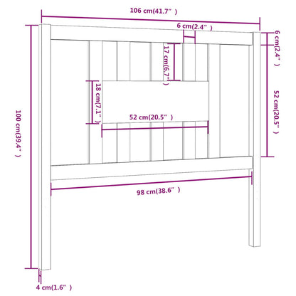 Hoofdbord 06X4X00 Cm Massief Grenenhout 106 x 100 cm Grijs