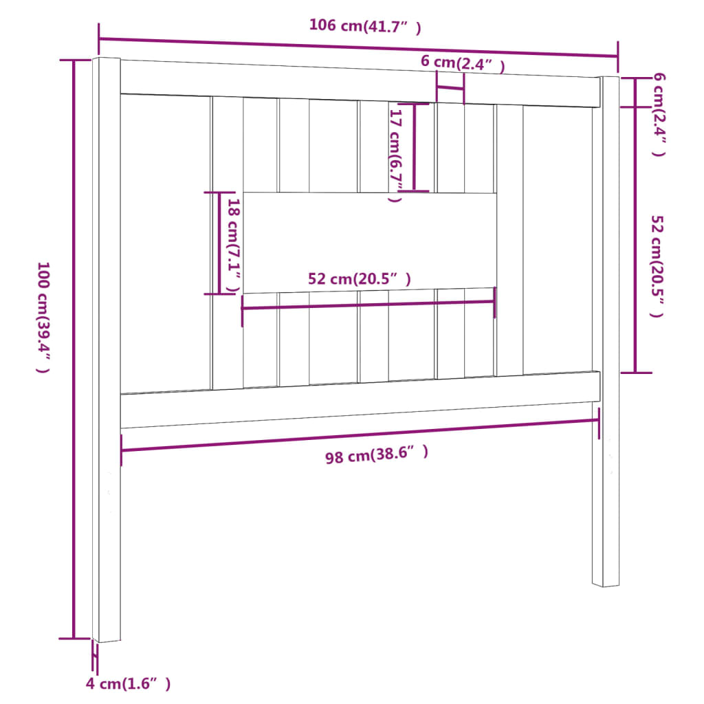 Hoofdbord 06X4X00 Cm Massief Grenenhout 106 x 100 cm Honingbruin
