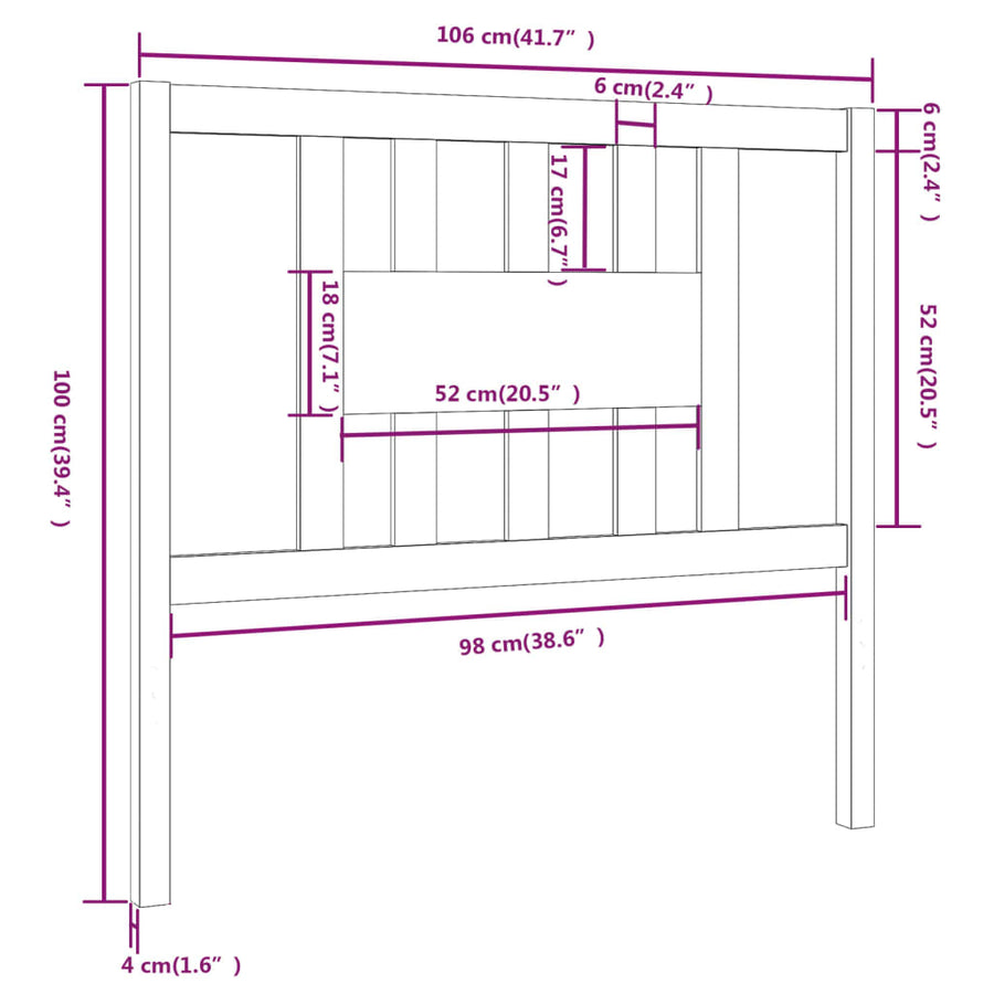 Hoofdbord 06X4X00 Cm Massief Grenenhout 106 x 100 cm Honingbruin