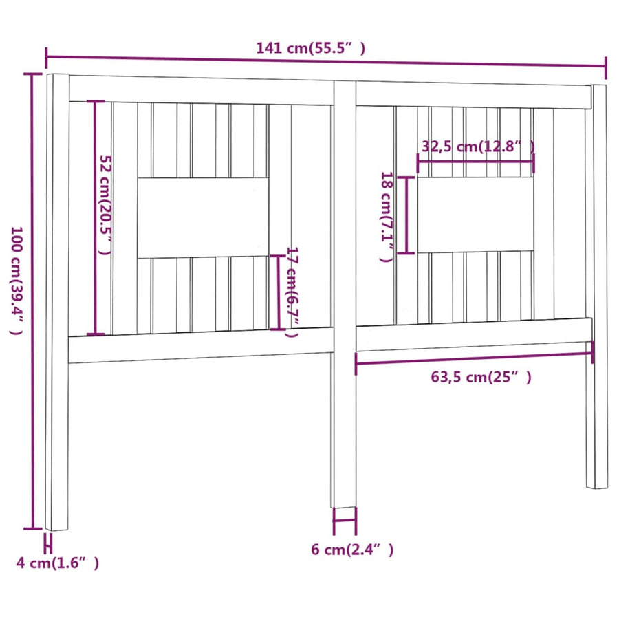 Hoofdbord 4X4X00 Cm Massief Grenenhout 141 x 100 cm Naturel
