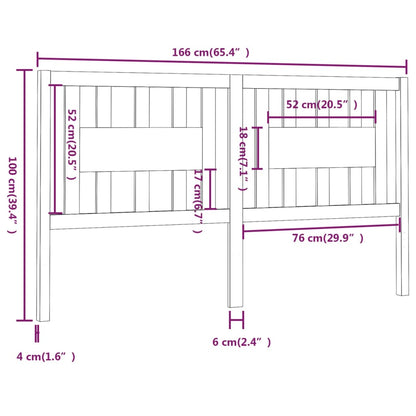 Hoofdbord 66X4X00 Cm Massief Grenenhout 166 x 100 cm Grijs