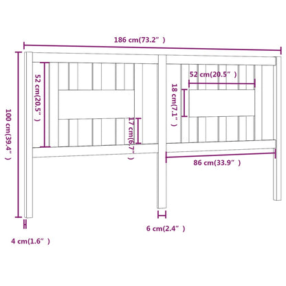 Hoofdbord 86X4X00 Cm Massief Grenenhout 186 x 100 cm Grijs