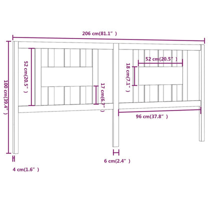 Hoofdbord 206X4X00 Cm Massief Grenenhout 206 x 100 cm Zwart