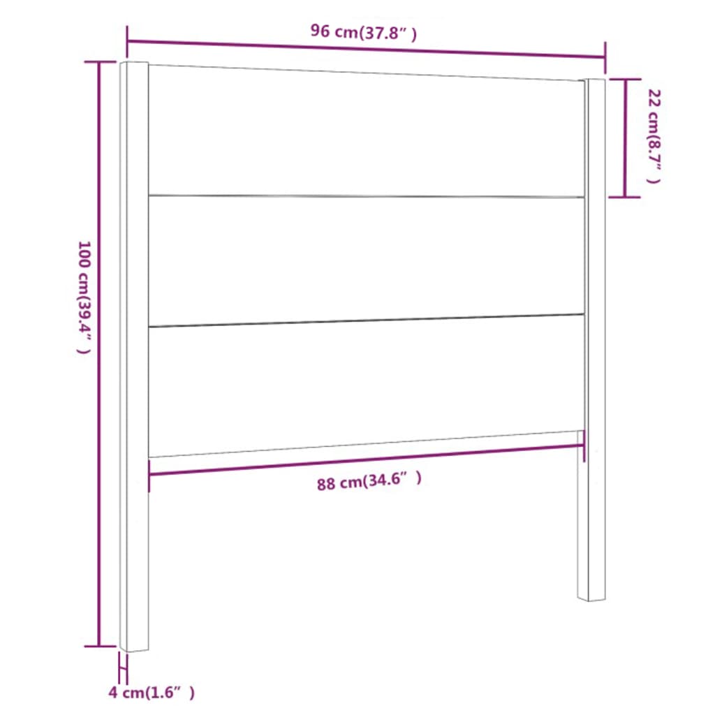 Hoofdbord 96X4X00 Cm Massief Grenenhout 96 x 100 cm Naturel
