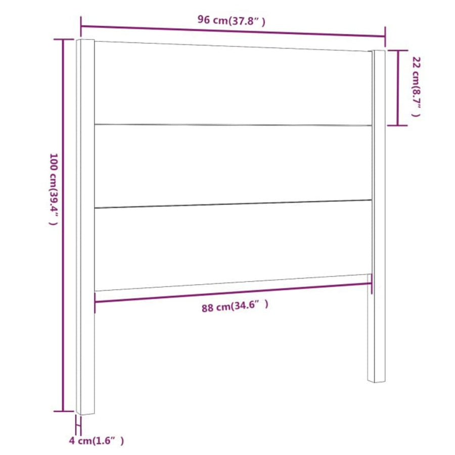 Hoofdbord 96X4X00 Cm Massief Grenenhout 96 x 100 cm Grijs