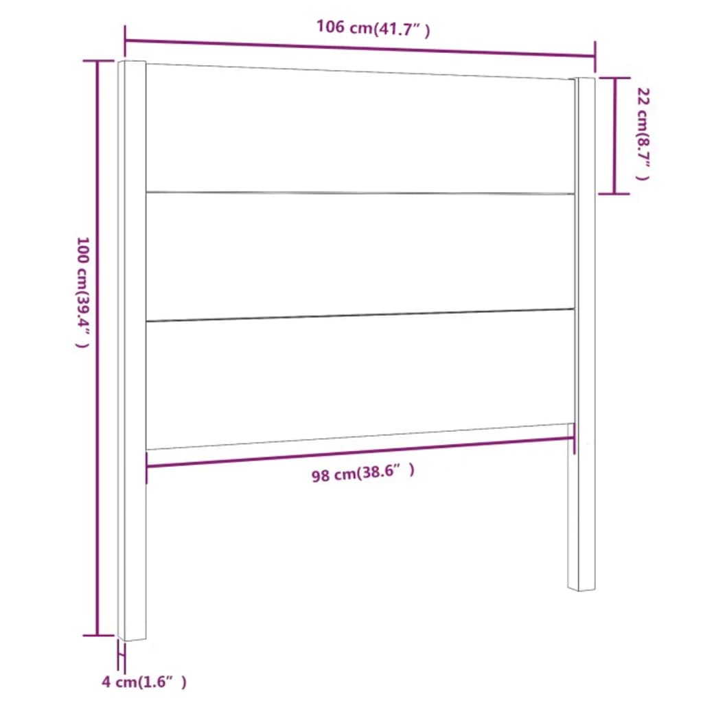 Hoofdbord 06X4X00 Cm Massief Grenenhout 106 x 100 cm Naturel