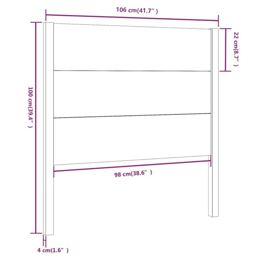 Hoofdbord 06X4X00 Cm Massief Grenenhout 106 x 100 cm Honingbruin