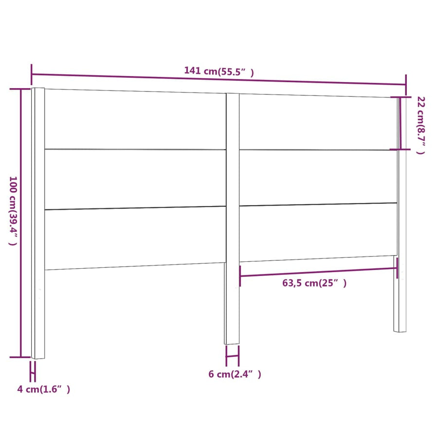 Hoofdbord 4X4X00 Cm Massief Grenenhout 141 x 100 cm Naturel