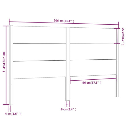 Hoofdbord 206X4X00 Cm Massief Grenenhout 206 x 100 cm Naturel