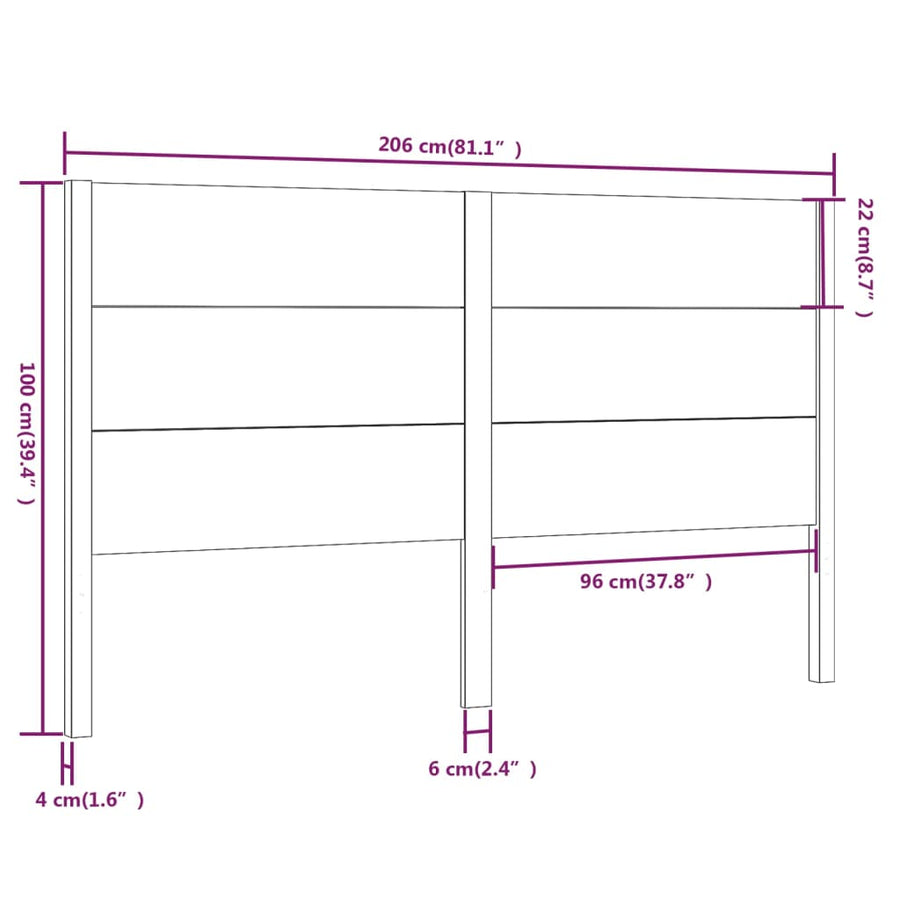 Hoofdbord 206X4X00 Cm Massief Grenenhout 206 x 100 cm Naturel