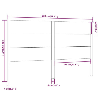 Hoofdbord 206X4X00 Cm Massief Grenenhout 206 x 100 cm Zwart